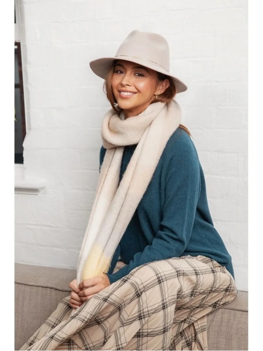 Morgan & Taylor Taelyn Fedora Hat Women Australian Wool Cream Size OS